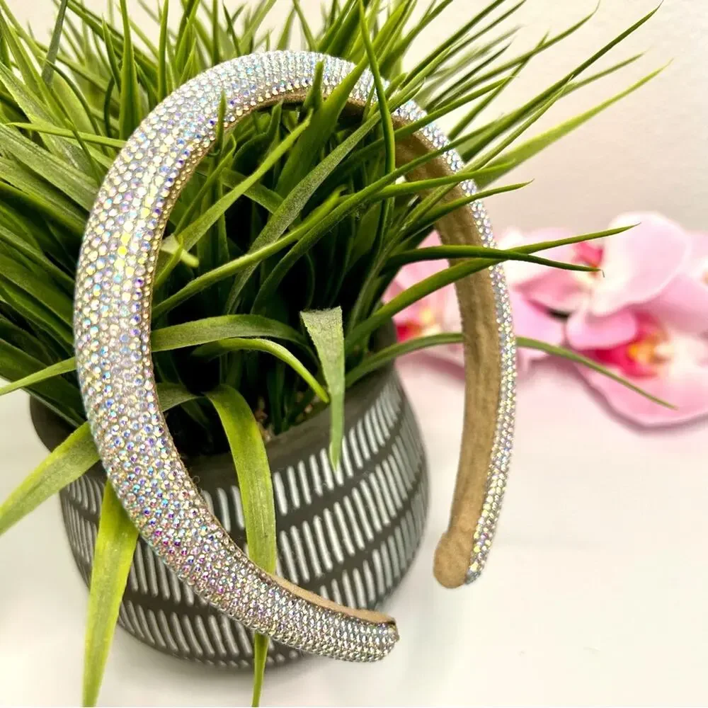 NWOT Rhinestone Headband Set Pink & Silver 2 Pack Padded Glam Bundle